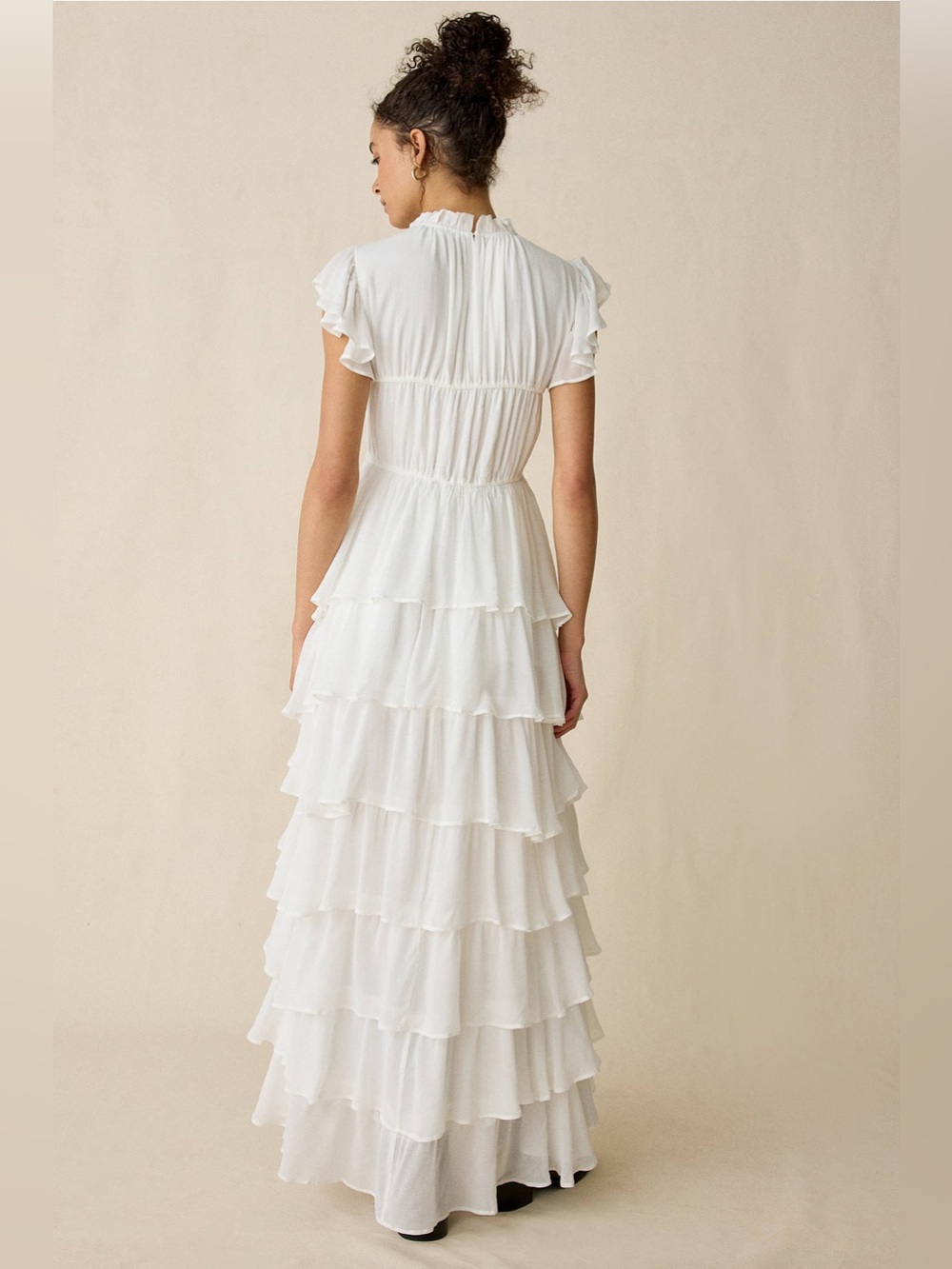 AllSaints Shaela Tiered Ruffle High-Low Maxi Dress Sz 8 - Picture 6 of 11
